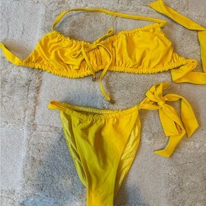 Blackbough Yellow Tie-Side Bikini Set